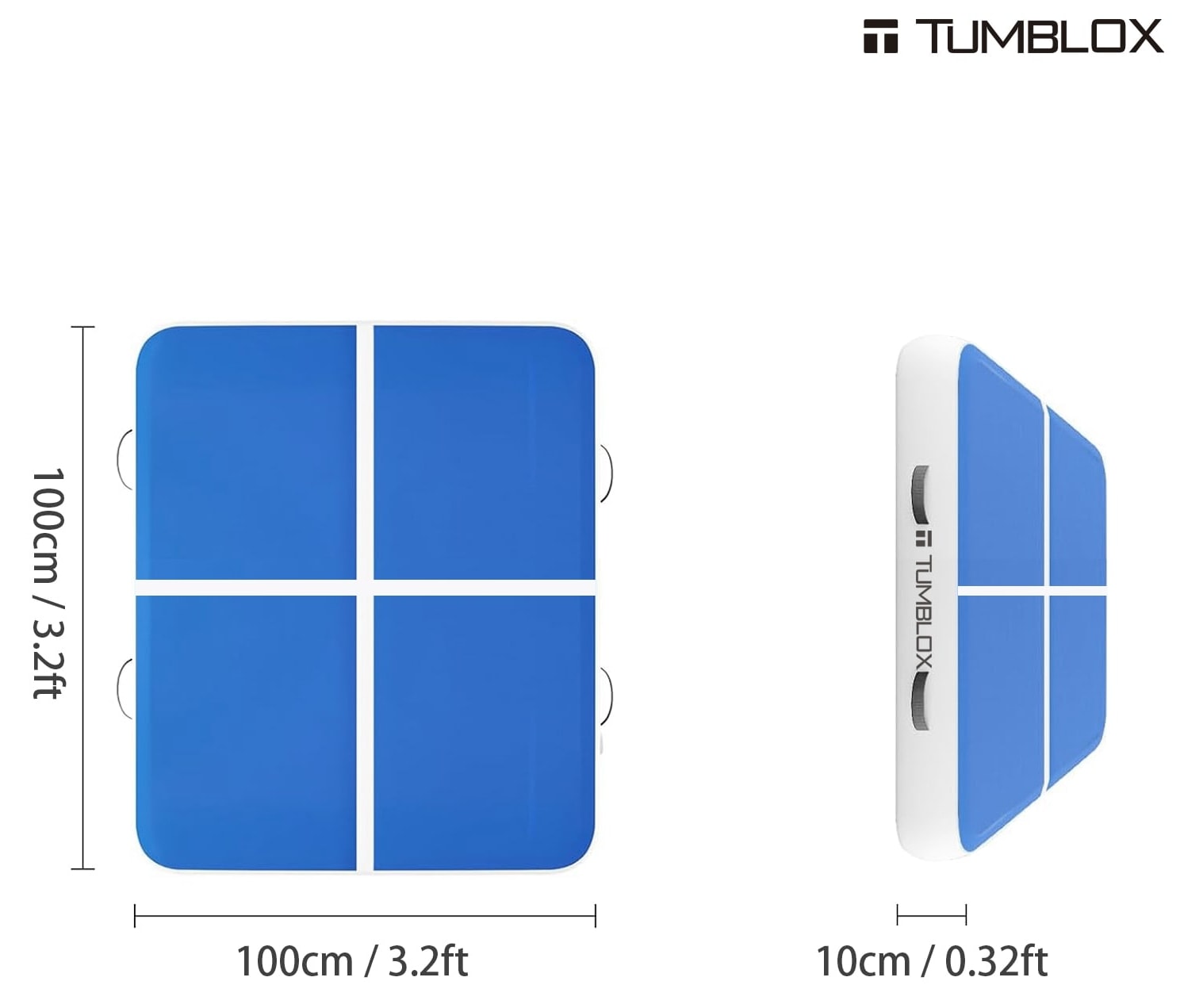 TUMBLOX Blue White Cross-Line Air Track Mat 10cm without Electric Pump