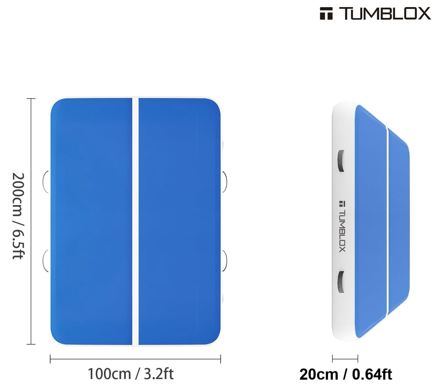 2m x 1m x 20cm / Blue White / Single-Line / No Pump