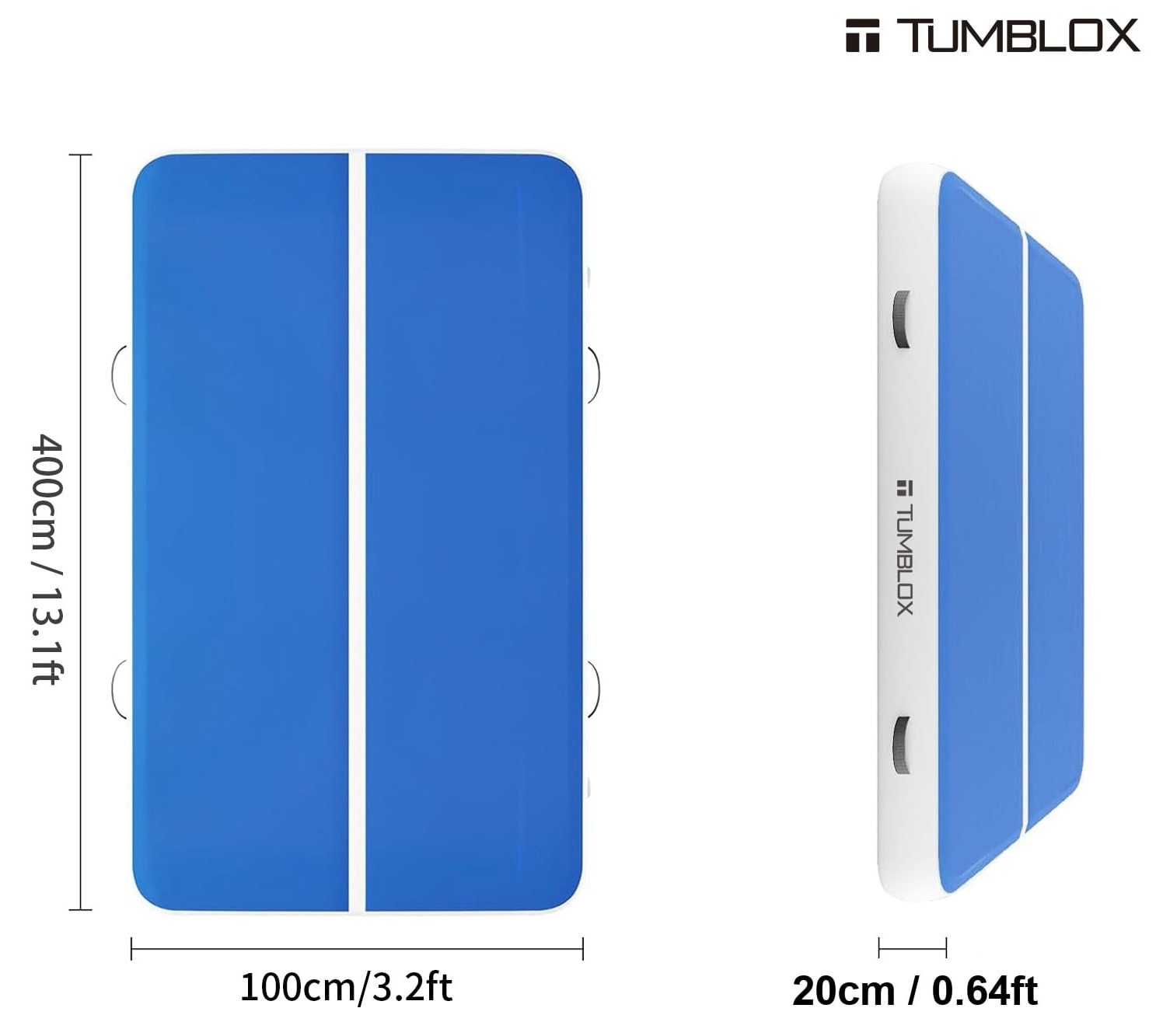 4m x 1m x 20cm / Blue White / Single-Line / With Pump